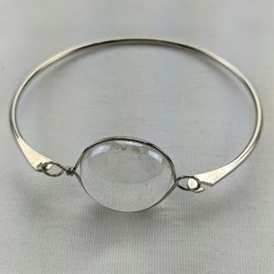 Simple glass stone Silver Bracelet